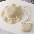 thumbnail image 2 of Penkiiy Baby Hats Sun Hat Toddler Baby Girls Hairball Beach Sun Hat With Shoulder Bag Summer Child Set Beige Hat for One Size, 2 of 2