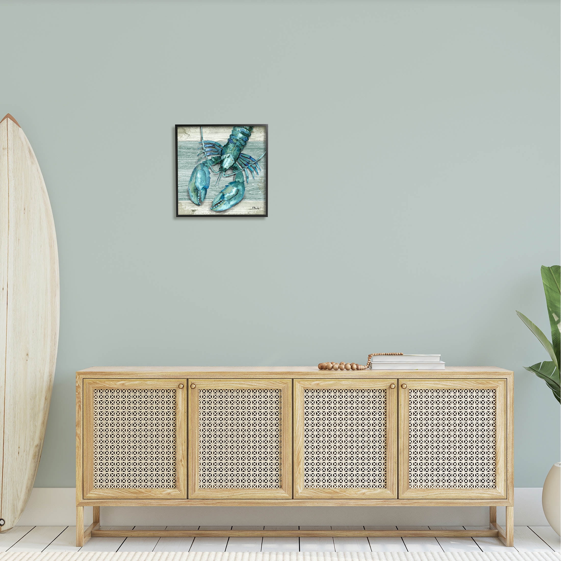 Stupell Industries Northpoint Lobster Rustic Sealife Graphic Art Black Framed Art Print Wall Art, Design by Paul Brent