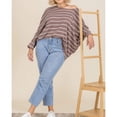 thumbnail image 3 of Plus Size Taupe Striped Sleeve Top Size 1X, 3 of 7