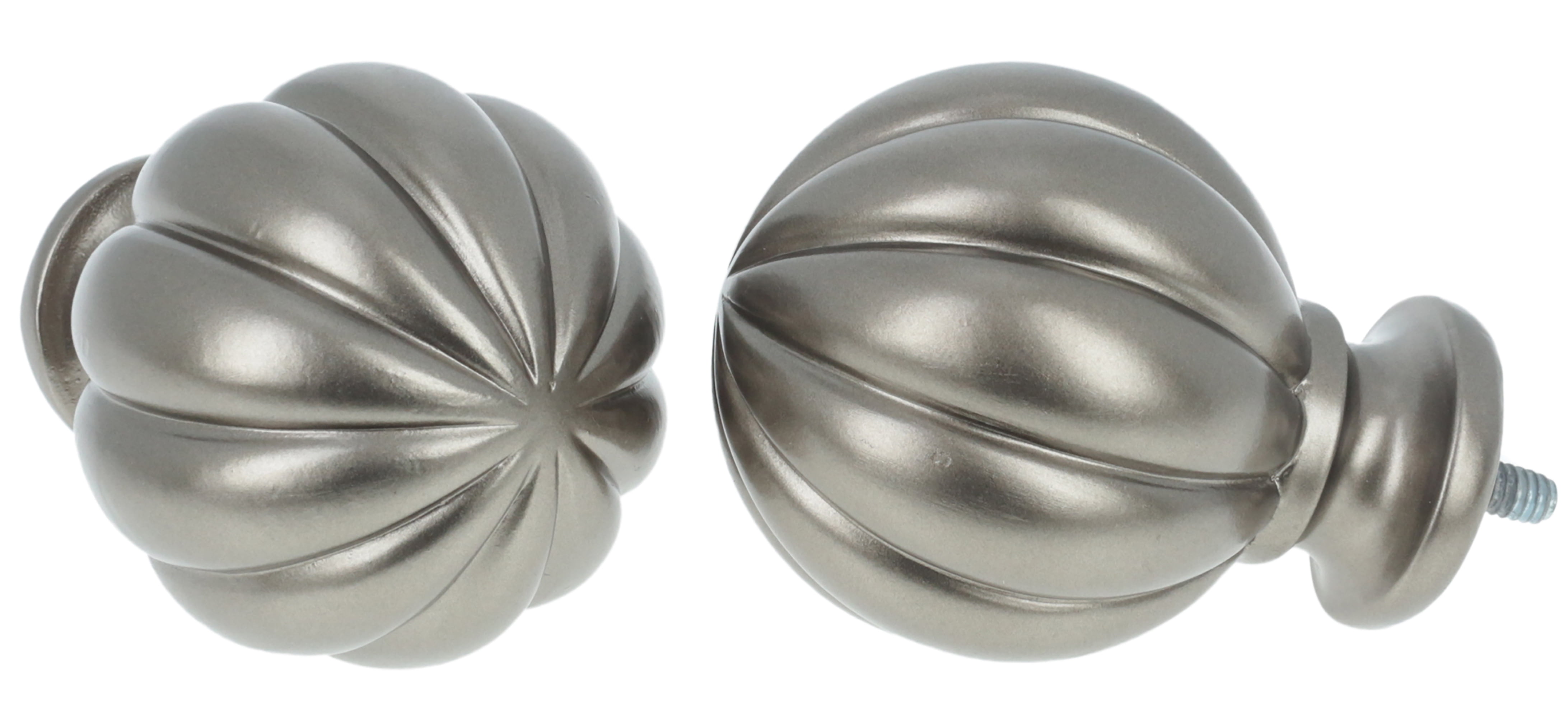 MERIVILLE 1" Diameter Single Curtain Rod Set with Fluted Ball Finials, Adjustable 28–48", Gunmetal