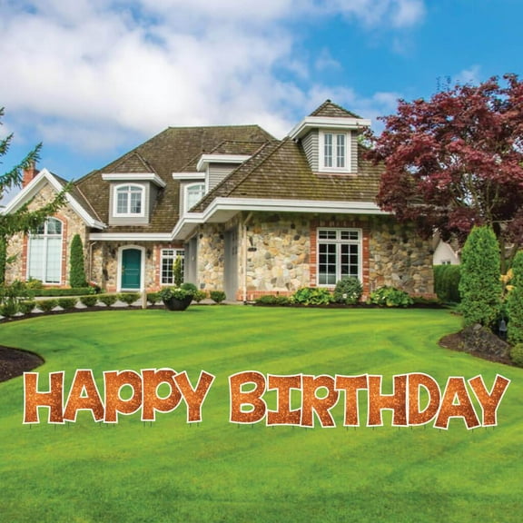 Orange Sparkle 18" Tall KG Happy Birthday Yard Sign Set - KG Letter Decorations - 13 Piece Set