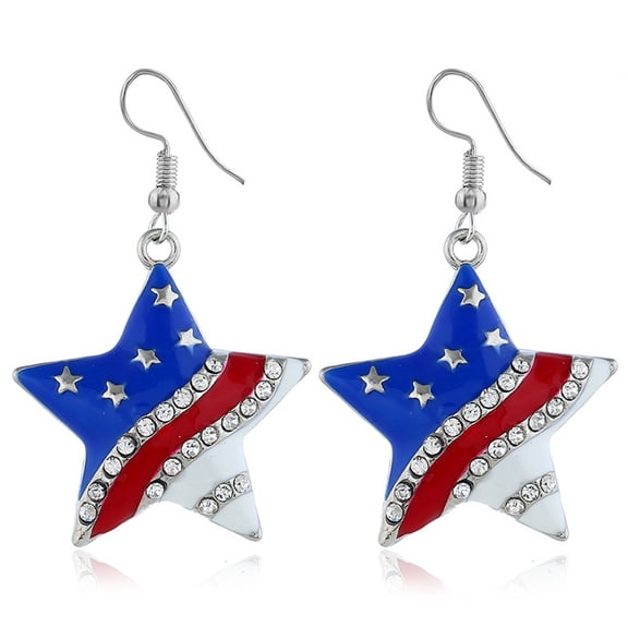 karymi Patriotic Flag Drop Earrings 3x1.5 Inch Red White Blue Alloy Pendant Dangle Earrings for Women 4th of July Independence Day Jewelry Gift Party Accessories Home Decor