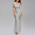 thumbnail image 1 of SMihono Robe Maxi Bohème d'Été pour Femmes Grande Taille Robe Longue à Manches Courtes Col Rond Couleur Unie Robe de Soirée Slim Robe de Plage, 1 of 6