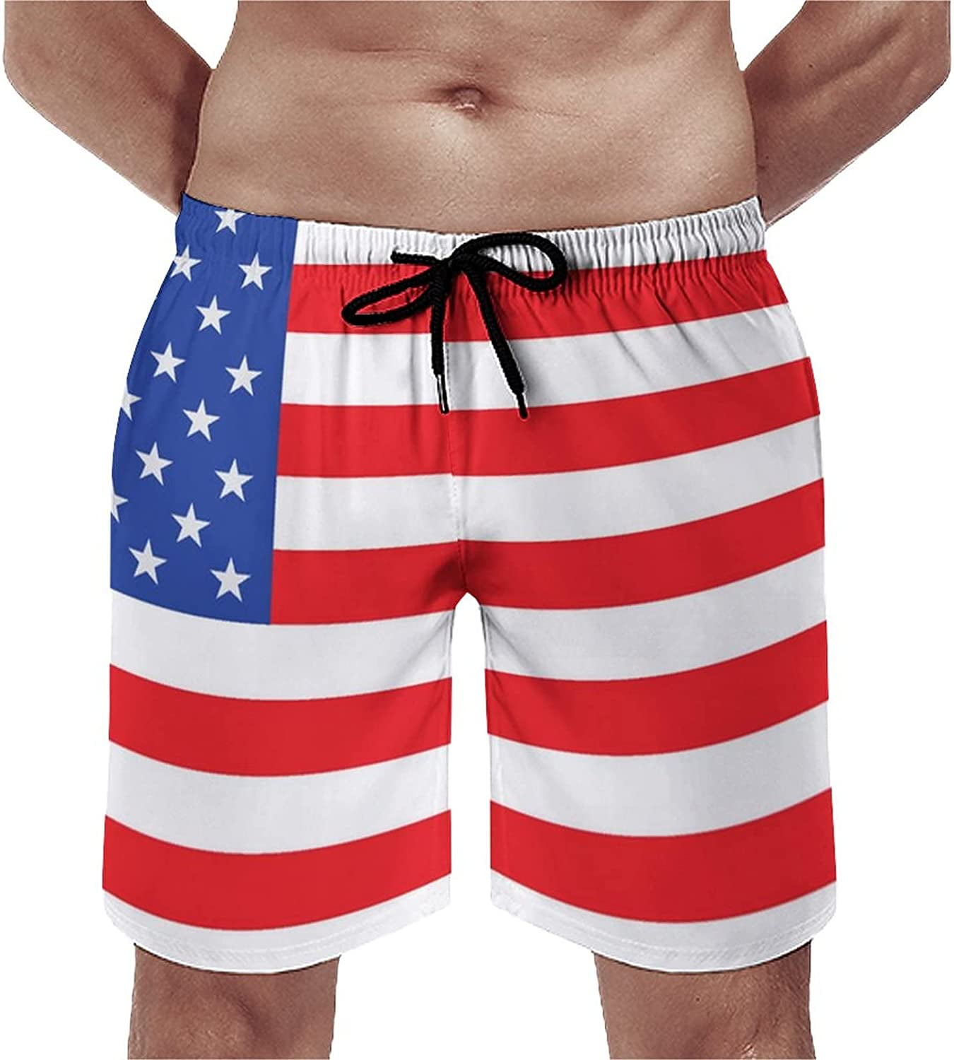 Men's Red-Blue-White-American Flag Swim Trunks Quick Dry Bathing Suit ...