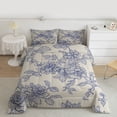thumbnail image 2 of Homewish Rustic Flower Floral Queen Comforter Set,Countryside Theme Bedding Sets,Blue Gray Bedding Comforter Set For Adults,Microfiber Bedroom Decor Reversible,3pcs, 2 of 8