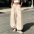 thumbnail image 7 of Qingpeng Womens Elastic High Waisted Wide Leg Barrel Pants Flowy Baggy Balloon Trousers Fall Harem Pants Vacation Outfits, 7 of 7