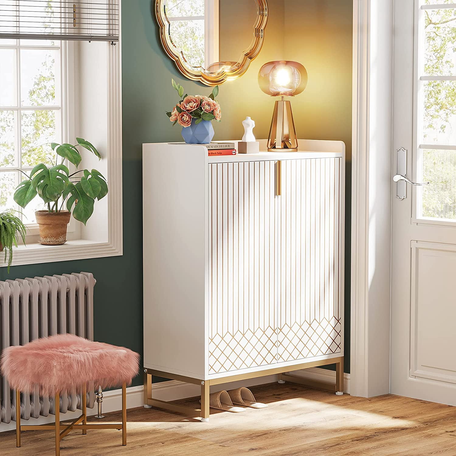 Tribesigns 5-Tier Modern Shoe Rack Organizer Cabinet with Doors