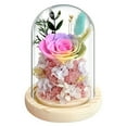 thumbnail image 1 of Decoración de cubierta de cristal rosa de flor eterna con base de lámpara, regalo de vacaciones, regalo de cumpleaños con caja de regalo para familiares y amigos, 1 of 5