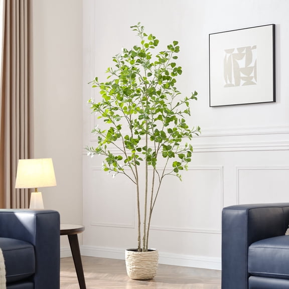 6ft Artificial Ficus Tree with Heart-Shaped Leaves - Lush & Full Branches,Luxurious Faux Heart-Leaf Ficus Tree, Perfect for Modern Home & Office Decor, Natural Look