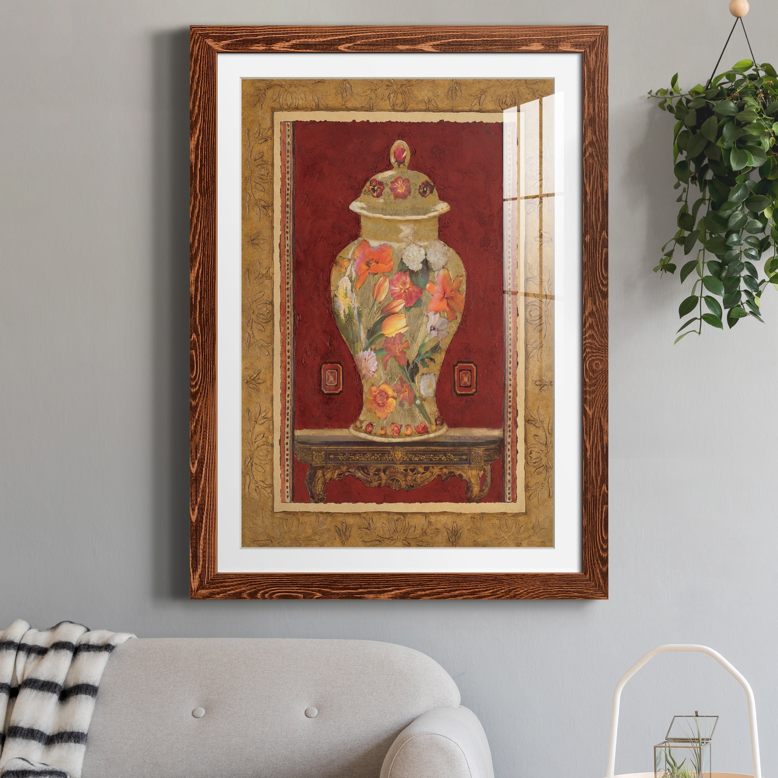 Romantic Urn II - Premium Framed Print - Distressed Barnwood Frame - Ready to Hang