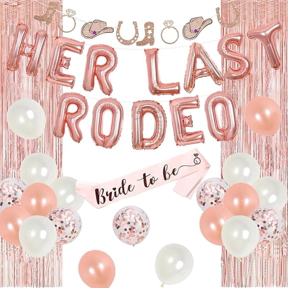 Western Bachelorette Party Decorations Her Last Rodeo Balloons Cowgirl Banner for Bridal Shower Party Supplies