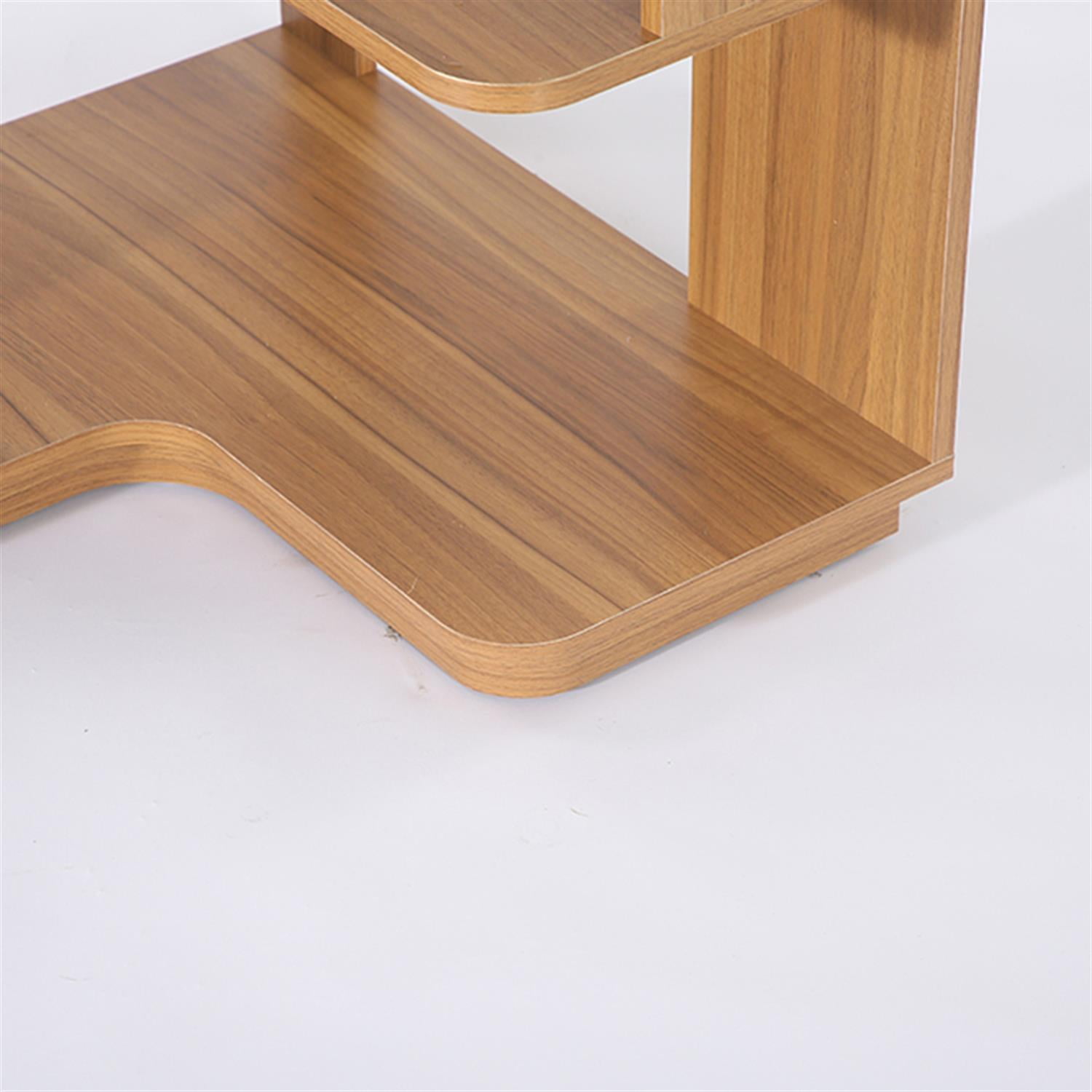 Demi Bonn 6 Tier Bookshelf with Anti-Drop Panel, Corner Bookcase Storage Organizer, 64" Tall Display Standing Shelf Unit for Bedroom, Living Room, Brown