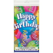 Unique 11343 Brilliant Birthday Plastic Table Cover, 1ct, 84" x 54", Multicolor