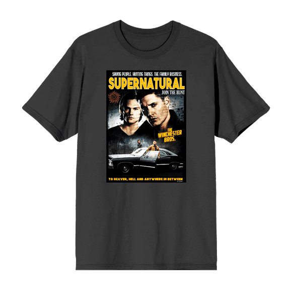 Supernatural Sam & Dean Poster Art Crew Neck Short Sleeve Men's T-shirt-Medium