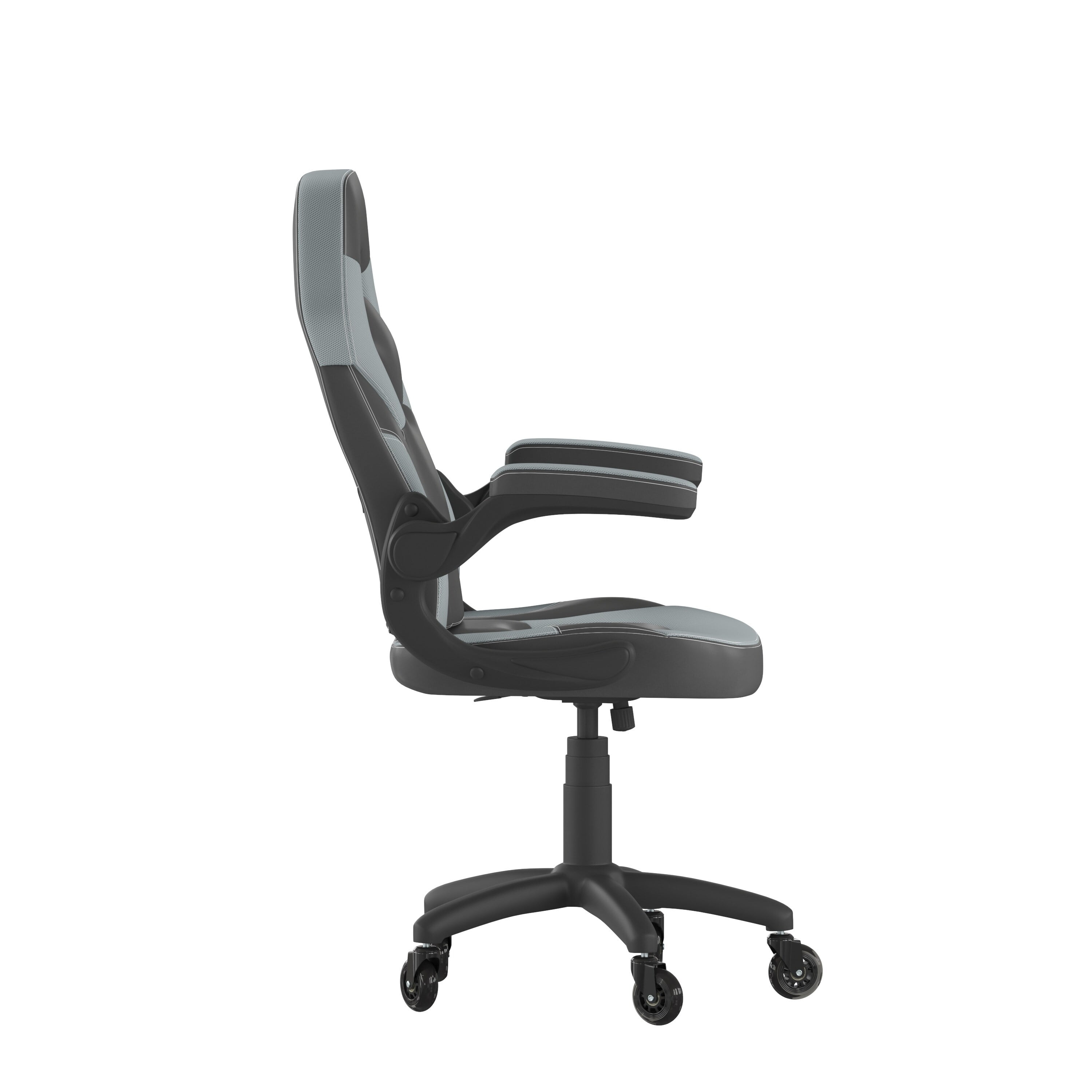 Lancaster Home Office Gaming Chair with Skater Wheels Flip Up Arms LeatherSoft White