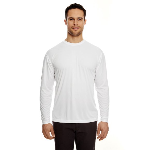 UltraClub mens Cool & Dry Sport Long-Sleeve Performance Interlock Tee(8422)-WHITE-XL