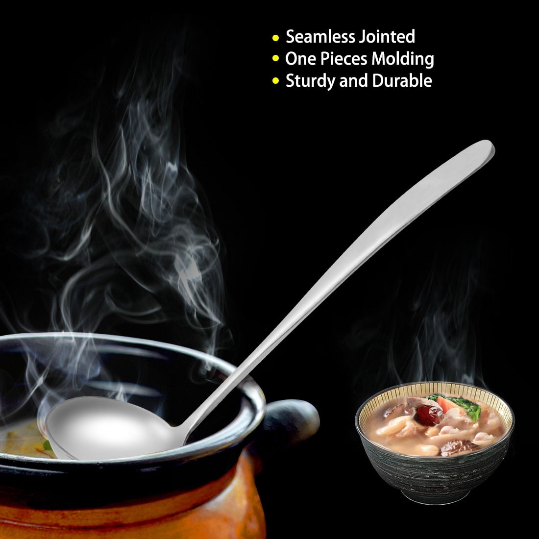 Unique Bargains Stainless Steel Soup Ladle with Peach Shape for Serving Hot Pot