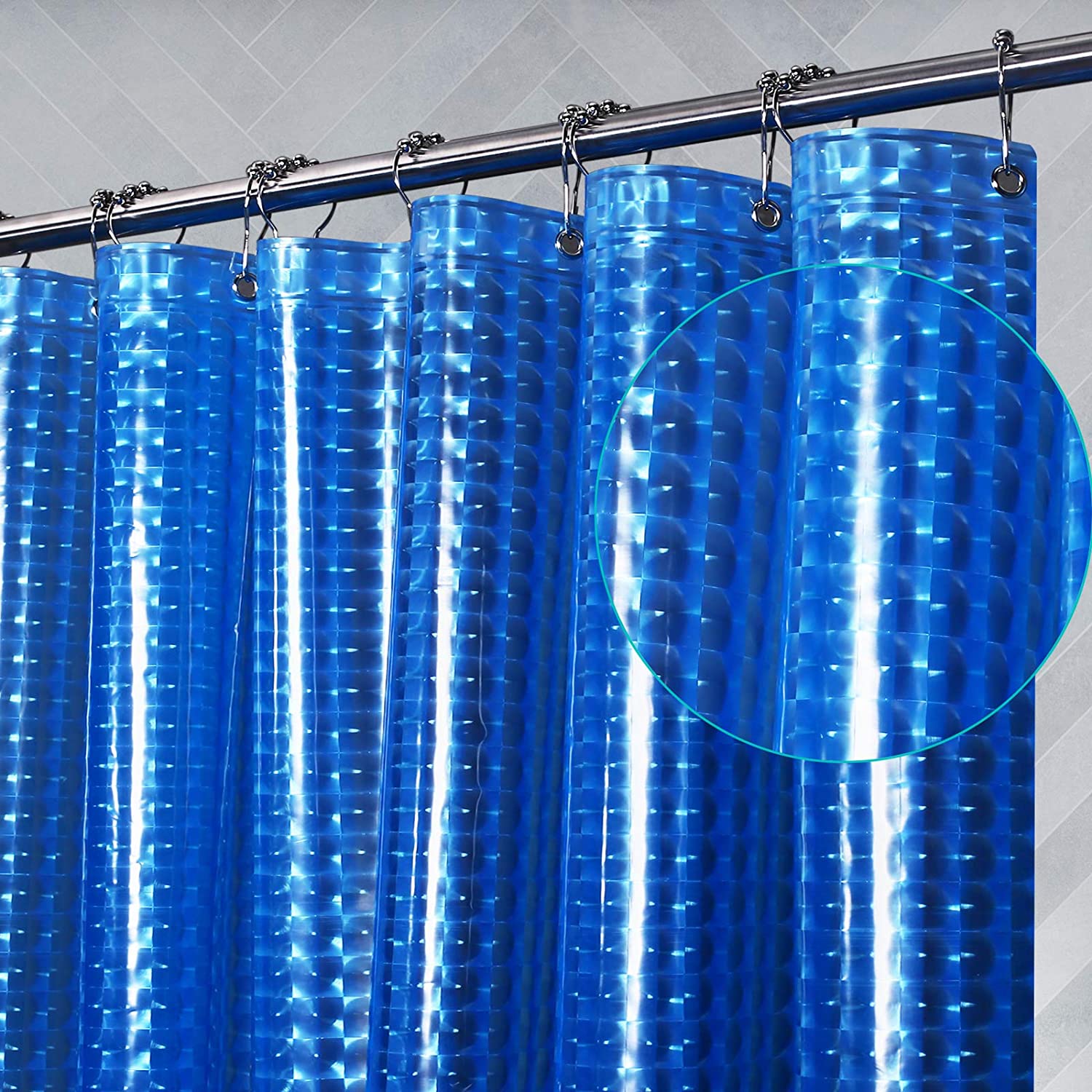 Shower Curtain, 72"x78" 3D Blue Peephole EVA Heavy Duty Plastic