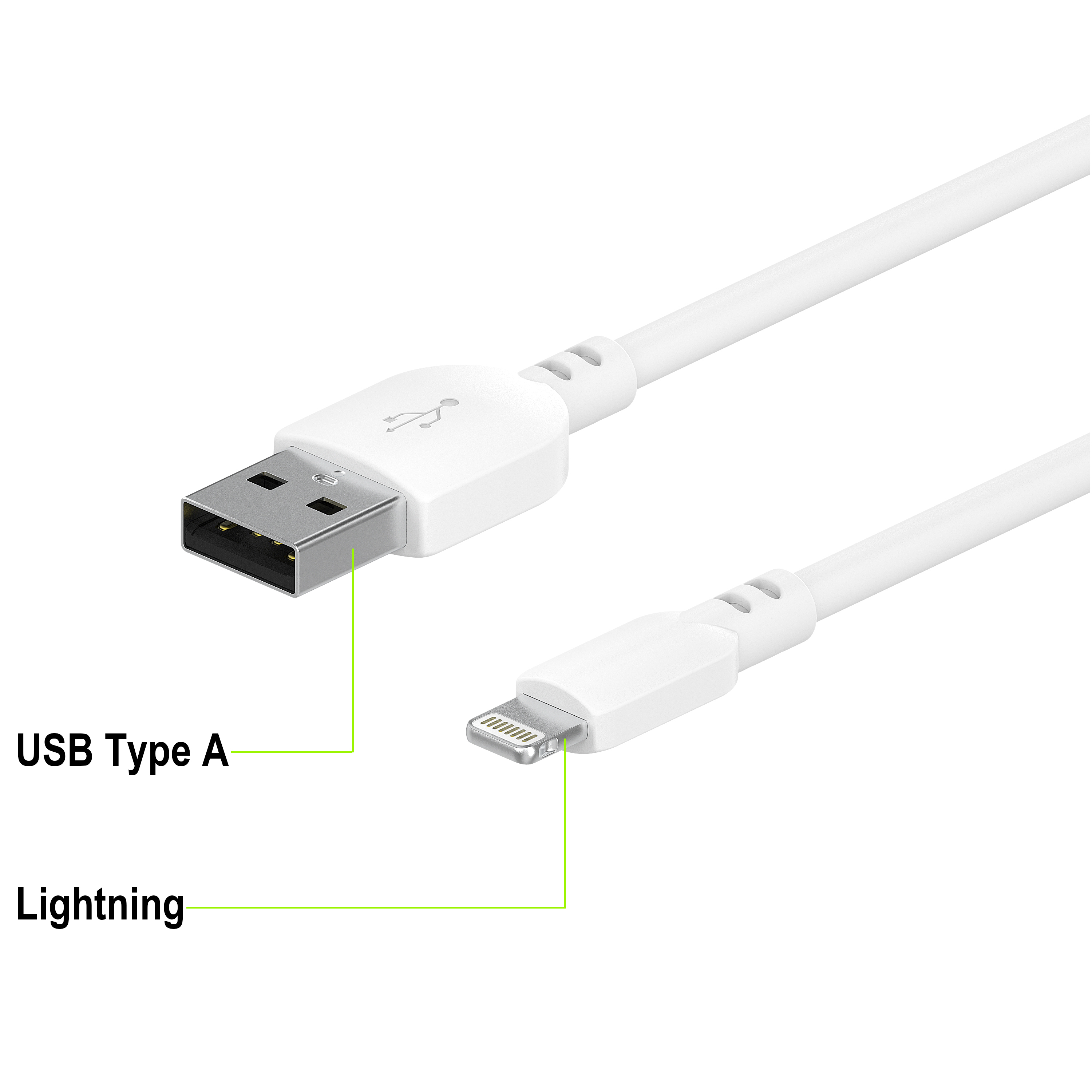 onn. 10' Lightning to USB Cable, White