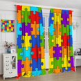 thumbnail image 4 of Puzzle Kitchen Curtains, Colorful Puzzle Pieces Fractal Children Hobby Activity Leisure Toys Cartoon Image, Window Drapes Set 2 Panels,42x45 Inches, 4 of 8