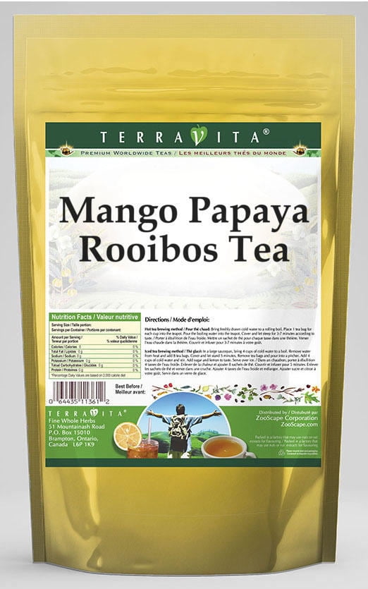 TerraVita Mango Papaya Rooibos Tea, (Mango Papaya, Rooibos Tea Bags, 25
