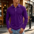 thumbnail image 2 of UDAUDU Men's Polo Shirts Long Sleeve Golf Quick Dry Fall Winter Lightweight Work Fishing Athletic Casual Golf Shirt with 3-Buttons Purple S, 2 of 8