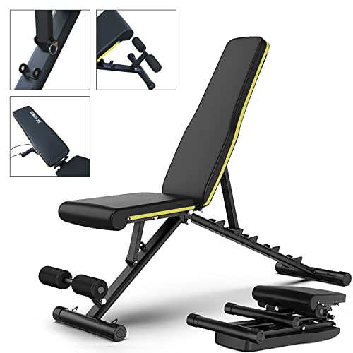 SK DEPOT Utility Weight Bench with Resistance Bands 18 Positions Adjustable Foldable for Lifting Whole Body Workout Home Gym Sit up Push up Exercise Fitness Walmart