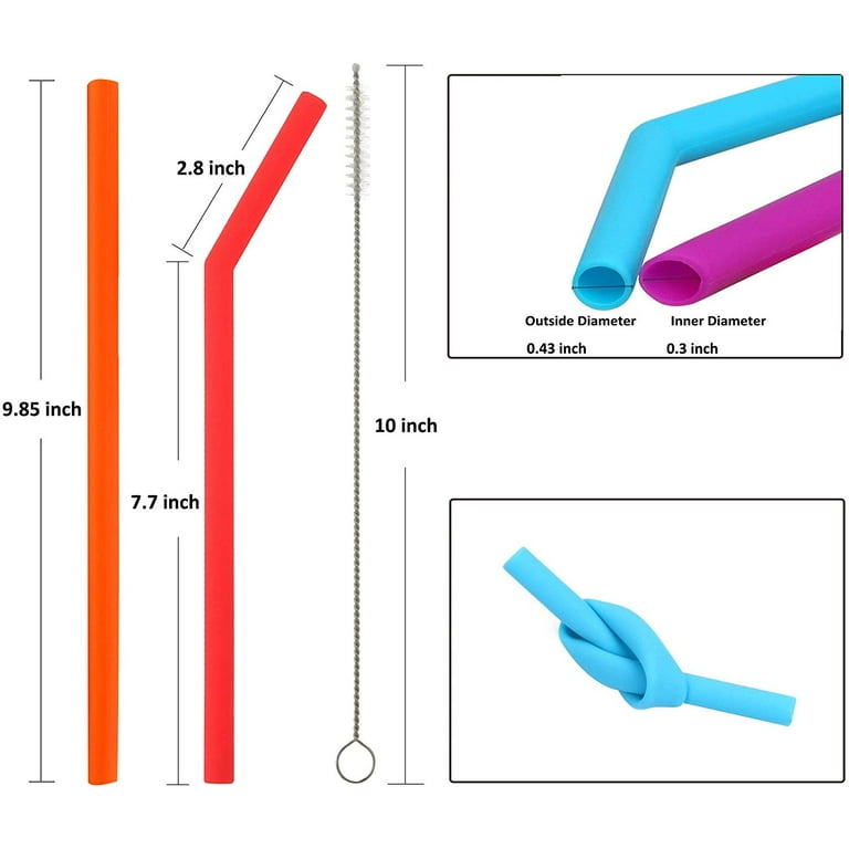 Reusable Silicone Straws for 30 oz Yeti/Rtic/Ozark Tumblers - 12 Pieces  Extra Long Bent&Straight Collapsible Smoothies Drinking Straws with 2  Cleaning Brushes - BPA Free, Eco-Friendly,no Rubber Tast 