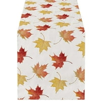 Tunhigl Thanksgiving Table Runner 72 Inches Long - 6 ft Autumn Pumpkin Maple Leaf Plaid Decor for Fall Harvest Holiday, Dining, Kitchen, and Rustic Table Centerpiece Decoration Orange