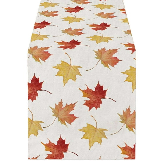 Tunhigl Thanksgiving Table Runner 72 Inches Long - 6 ft Autumn Pumpkin Maple Leaf Plaid Decor for Fall Harvest Holiday, Dining, Kitchen, and Rustic Table Centerpiece Decoration Orange
