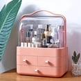 thumbnail image 5 of Organizador de maquillaje, caja de almacenamiento de cosméticos portátil de acrílico, cajones transparentes, caja de joyería, soporte para cosméticos para tocador y baño (rosa), 5 of 5