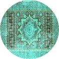 thumbnail image 1 of Ahgly Company Machine Washable Indoor Round Persian Turquoise Blue Traditional Area Rugs, 8' Round, 1 of 4