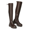 thumbnail image 2 of Dream Pairs Women's Over The Knee Patform Thigh High Boots Long Stretch Soft Chunky Lug Sole Fall Boots SDOB222W BROWN/PU Size 6.5, 2 of 5