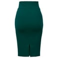 thumbnail image 3 of A2Y Women's Basic Solid Ponte Knee Length Slit Techno Span High Waist Pencil Skirt Huntergreen 1XL, 3 of 3