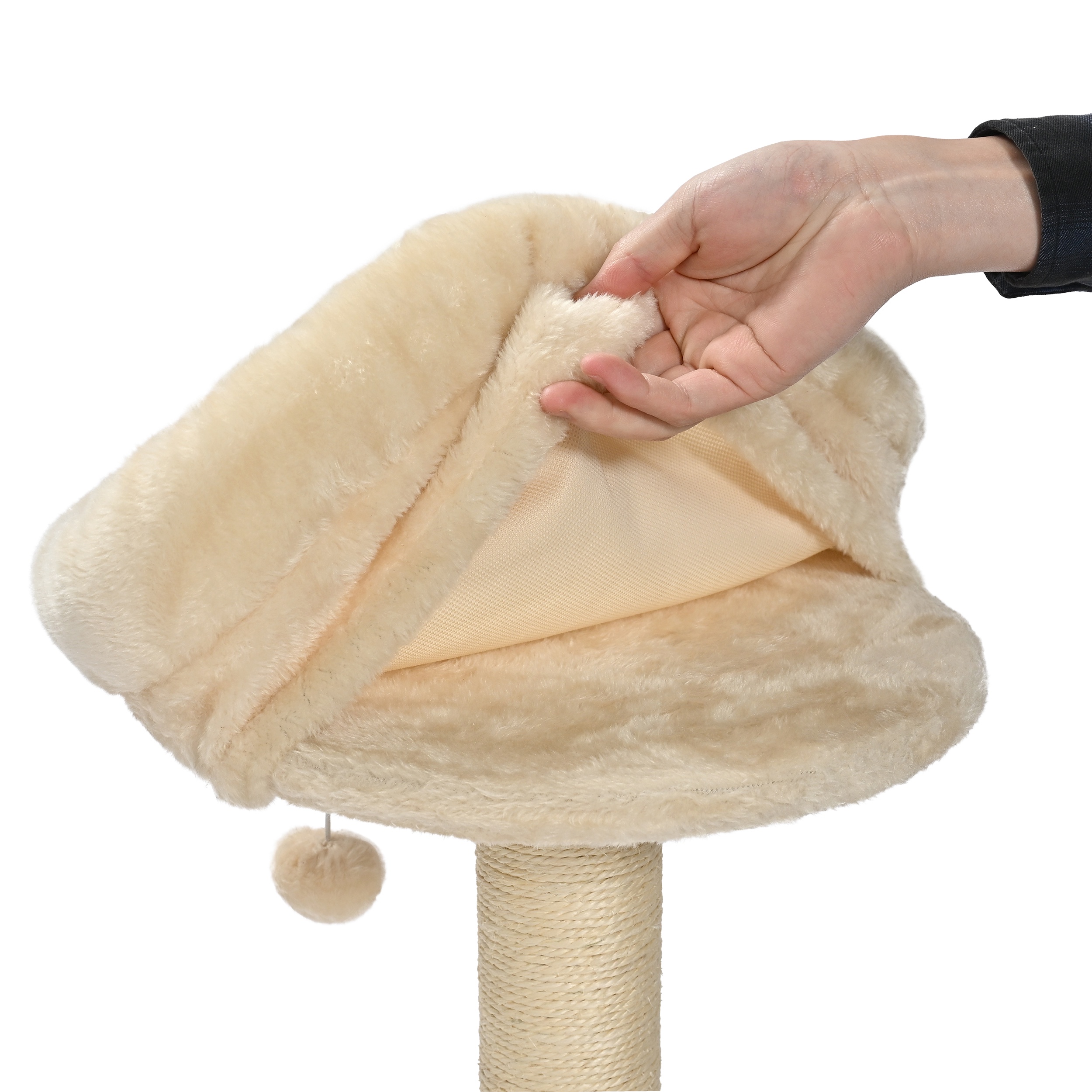 Vibrant Life Cat Scratching Post with 2-Level Track Ball, Beige