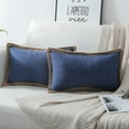 thumbnail image 4 of Phantoscope Farmhouse Burlap Linen Tailored Edge Series Decorative Throw Pillow, 12" X 20", Navy Blue, 2 Pack, 4 of 7