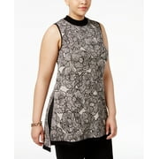 Anne Klein-Cotton Mock-Turtleneck Tunic-Plus-0X