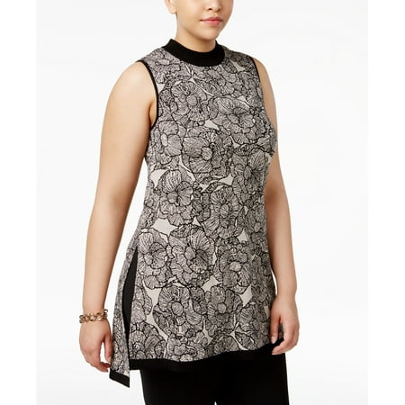 Anne Klein-Cotton Mock-Turtleneck Tunic-Plus-0X