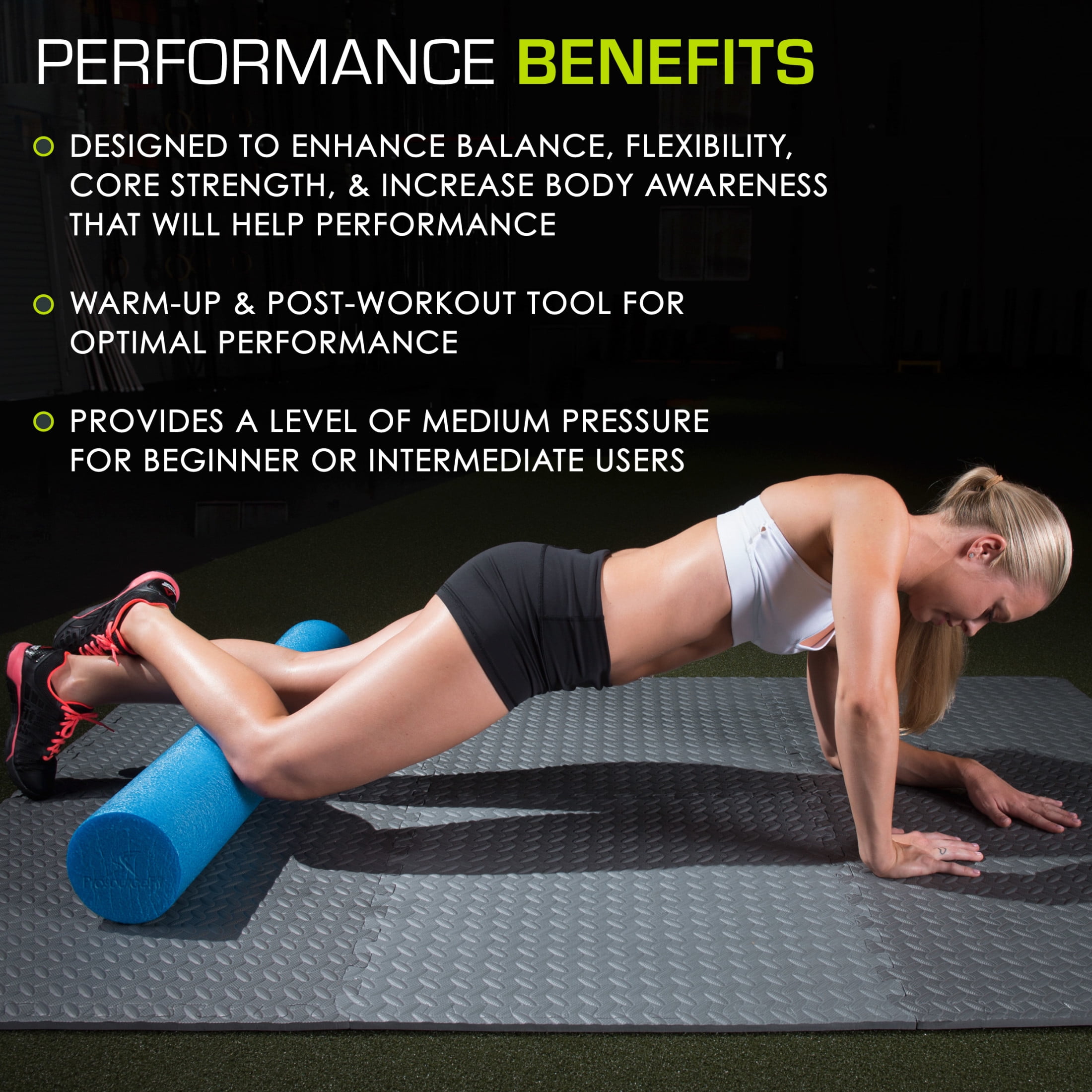 ProsourceFit Flex Foam Rollers, Full and Half, 36"L or 12"L for Muscle Therapy (MFR), Core Stabilization and Balance Exercises
