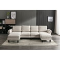 thumbnail image 3 of U-Shaped Sectional Sofa with Chaise lounge and Movable Ottoman, 108" W 5-Seater Corner Couch with Padded Cushions and 2 Pillows, Modular Sectional Sofa for Home Office Apartment, Beige, 3 of 9