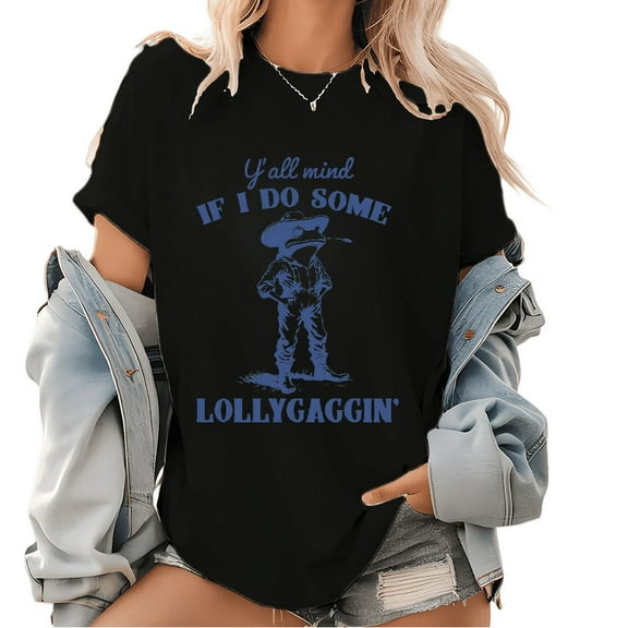 Y'all Mind If I Do Some Lollygaggin Graphic Tees Funny Frog Print T Shirts Y2k Shirt Casual Tops Black,5XL