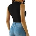 thumbnail image 4 of YOUI-GIFTS Mock Turtle Neck Sleeveless Long Sleeve Double Lined Bodysuit Tank Tops for Women, 4 of 5