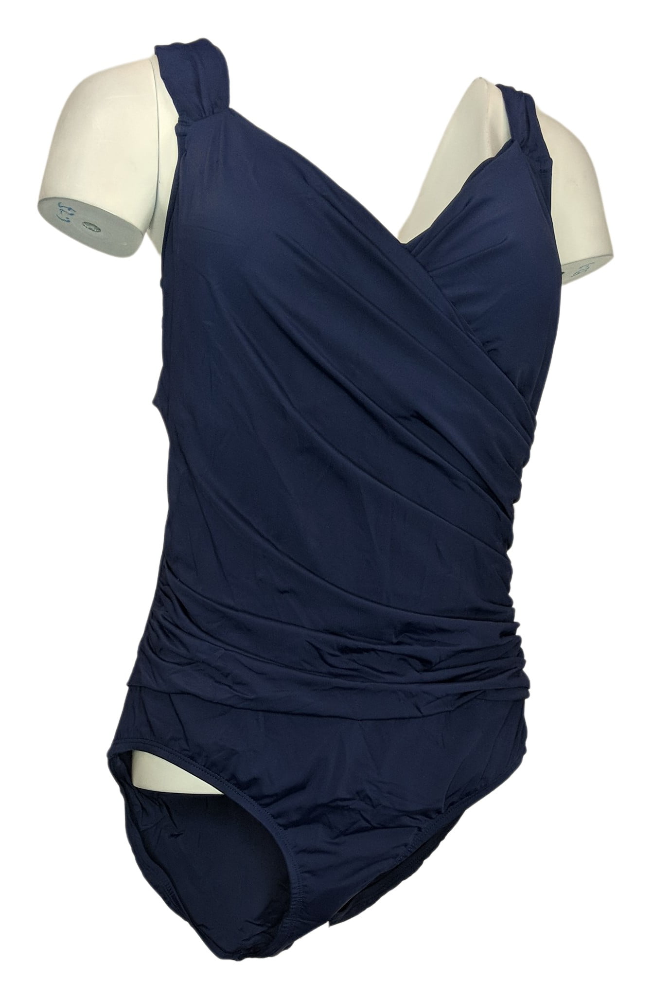 Jantzen Women's Swimsuit Sz 14 Print or Solid Surplice Maillot Black