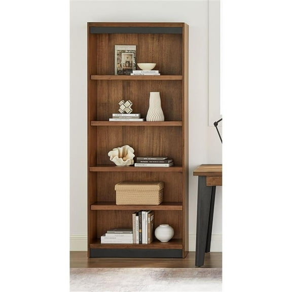 Bowery Hill Wood Open Bookcase Fully Assembled Office Storage in Brown