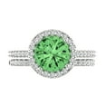 thumbnail image 2 of Clara Pucci 18K White Gold Round Cut 2Ct Simulated Green Diamond Engagement Ring + Matching Band - Luxury Box Included, 2 of 7