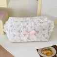thumbnail image 4 of Sweet Lace Floral Cosmetic Bag, Cottagecore Ruffle Lace Makeup Pouch, Portable Large Capacity Travel Toiletry & Stationery Storage Bag(Pink), 4 of 9