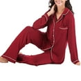 thumbnail image 5 of Womens Pajamas Set Long Sleeve Sleepwear Button Down Nightwear Soft Long Pants Pajamas Lounge Sets 2 Piece Pjs Womens Clothes, 5 of 7