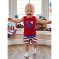 thumbnail image 4 of BemeyourBBs Toddler Baby Boys 4th of July Outfit Patriot Independent Day Summer Clothes All American Dude Letter Embroidery Sleeveless Tank Tops and Pockets Shorts Set, 4 of 9