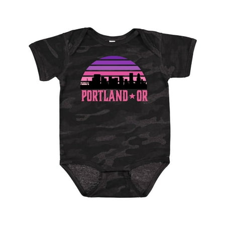 

Inktastic Portland Oregon Retro Sunset Skyline Gift Baby Girl Bodysuit