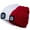 White&Red, variant on Morttic 2Pcs Unisex Knit Beanie Hat with Headlamp Button Battery Knit Hat With Light LED Knit Hat Winter LED Hat Light
